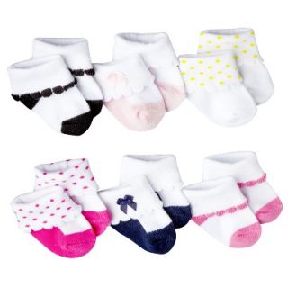 Just One YouMade by Carters Newborn Girls 6 Pack Scalloped Cuff Socks  