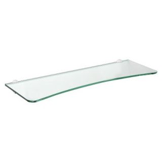 Wall Shelf Concave Clear Glass Shelf With Chrome Splash Supports   23.5