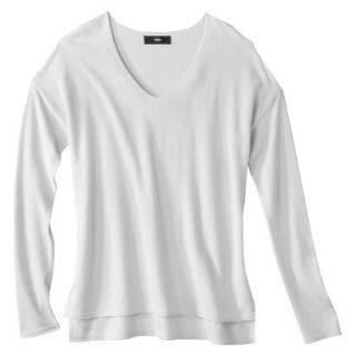Mossimo Petites Long Sleeve V Neck Pullover Sweater   White LP
