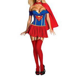 Sexy Super Man Superwoman Supergirl Girl Adult Woman Halloween Costume(2Pieces)
