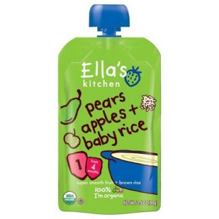 Ellass Kitchen Organic Baby Food Pouch   Pears, Apples, and Baby Rice 3.5 oz