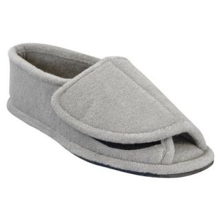 Mens MUK LUKS Adjustable Open Toe Slipper   Pearl Grey Large (11.5 13)