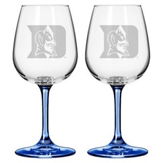 Boelter Brands NCAA 2 Pack Duke Blue Devils Satin Etch Wine Glass   12 oz