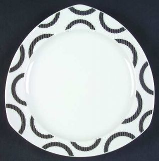 Thomas Vario Black Circle Salad Plate, Fine China Dinnerware   Black/White Curve