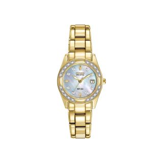 Citizen Eco Drive Womens Gold Tone Diamond Accent Watch EW1822 52D