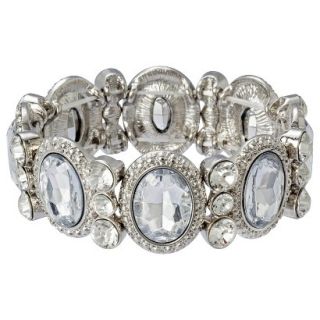 Womens Clear Stone and Rhinestone Stretch Bracelet   Silver