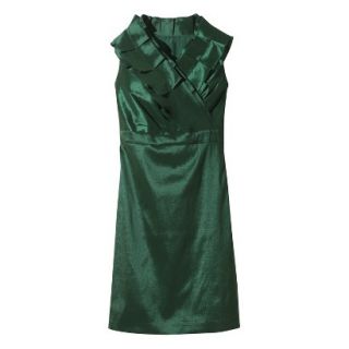 Womens Plus Size Shantung V Neck Ruffle Dress   Green Marker   22W