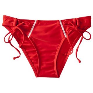 Juniors Side Tie Swim Bottom  Cherry Red S