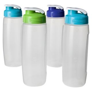 Rubbermaid Refill Reuse 4 pk of 20 oz Clear Chug Bottles with Blue/Green Lids