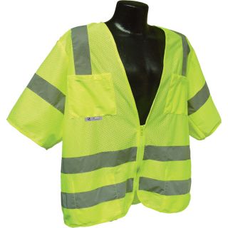 Radians Class 3 Short Sleeve Mesh Safety Vest   Lime, Large, Model SV83GM