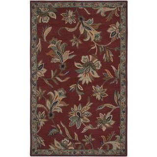 Hand tufted Handicraft Imports Aisling Red/ Green Wool Blend Area Rug (8 X 10)