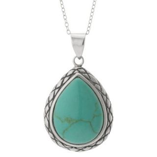 Sterling Silver Tear Pendant with Stone   Turquoise