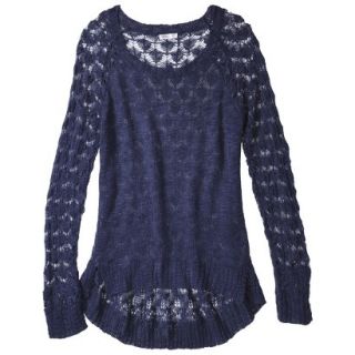 Xhilaration Juniors Crochet Back Sweater   Twilight Blue M(7 9)