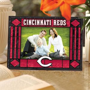 Cincinnati Reds Art Glass Picture Frame