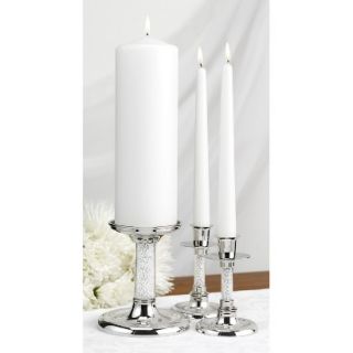 Glittering Beads Candle Stand Set   Silver