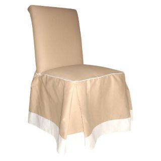 Cotton Duck Two Tone Dining Room Chair Slipcover   Khaki/White
