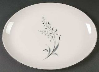 Pickard Avena 12 Oval Serving Platter, Fine China Dinnerware   Gray/Platinum Wh