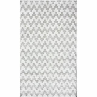 Nuloom Hand knotted Viscose Modern Chevron Rug Silver (8 X 10)