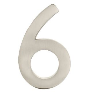 Architectural Mailbox 4 Cast Floating House Number 6 Satin Nickel