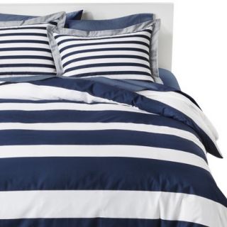 Room Essentials Rugby Stripe Duvet Cover Cover Set   Navy (King)