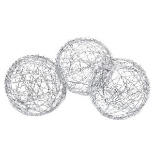 Crinkle Wire Balls Set of Six   Silver
