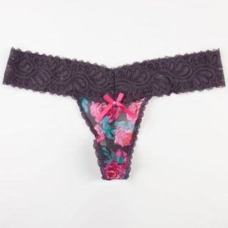 Rose Print Lace Band Thong Grey In Sizes Large, Small, Medium For Women 2349341