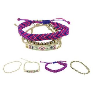 Womens Four Piece Woven/Stretch Friendship Bracelets with Seed Beads and