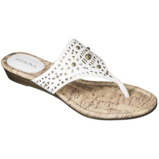 Womens Merona Elisha Perforated Studded Sandals   White 9.5