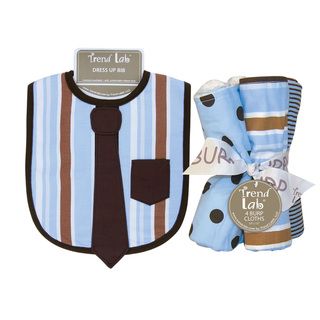 Trend Lab Max Necktie Dress Up Bib And 4 piece Burp Cloth Set