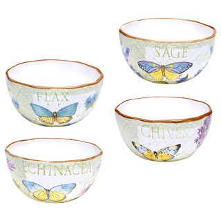 Hand painted Herb Garden Assorted Ice Cream Bowls (set Of 4)