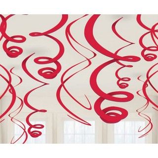 Red Plastic Swirl Decorations (12)