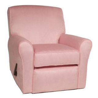 Glider Little Castle Custom Upholstered Suede Glider Rocker Recliner   Pink