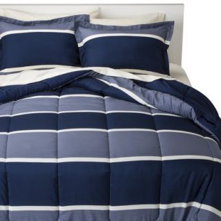 Room Essentials Classic Stripe Bed In A Bag   Dark Blue (Queen)