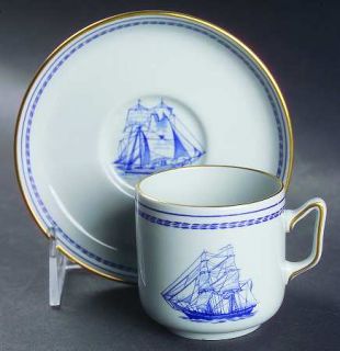 Spode Trade Winds Blue Flat Demitasse Cup & Saucer Set, Fine China Dinnerware  