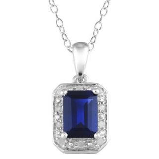 1.59 Carat Created Sapphire and Diamond Accent Pendant in Sterling Silver, HIJ