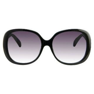 Womens Oversize Square Sunglasses with Metal Temple Detail   Black