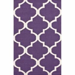 Nuloom Handmade Flatweave Moroccan Trellis Purple Wool Rug (76 X 96)