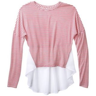 Xhilaration Juniors Striped Top with Chiffon Back   Hot Lips Red L(11 13)