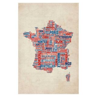 France   Cities Text Map Unframed Wall Canvas