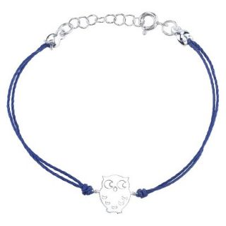 Silver Owl With Cotton Cord Bracelet   Blue