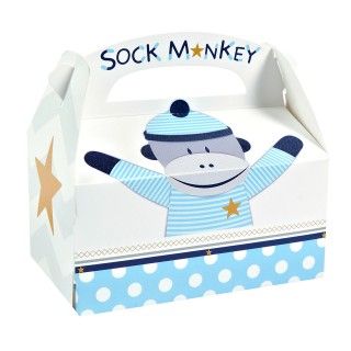 Sock Monkey Blue Empty Favor Boxes (4)