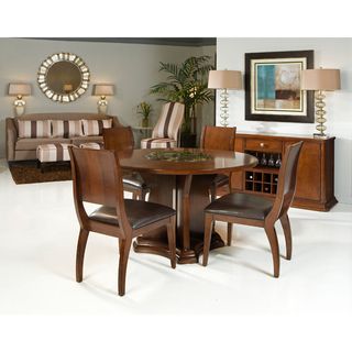 Legacy Commercial Holdings Transitional 5 piece Round Dining Set With Built in Lazy Susan Brown Size 5 Piece Sets