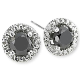 1 CT. T.W. Heat Treated Black Diamond Stud Earrings, White, Womens