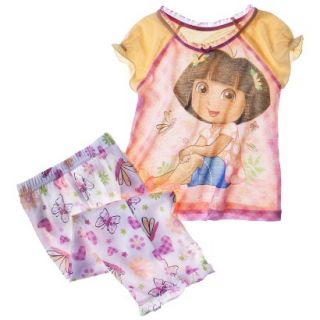 Dora the Explorer Toddler Girls 2 Piece Short Sleeve Pajama Set   Yellow 2T