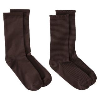 Merona Womens 2 Pack Crew Socks   Stripe Texture One Size Fits Most