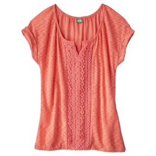 Xhilaration Juniors Lace Front Peasant Top   Daylilly S(3 5)
