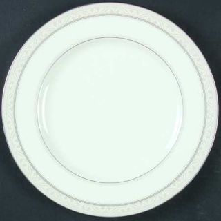 Noritake Montvale Platinum Dinner Plate, Fine China Dinnerware   White Scrolls,T