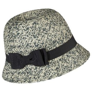 Merona Cloche Hat with Black Sash   Cream/Gray