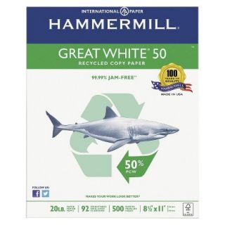 Hammermill 50 Recycled Copy Paper, 20 lb   White (5000 Per Carton)