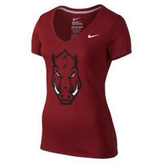 Nike College Logo V Neck (Arkansas) Womens T Shirt   Team Crimson